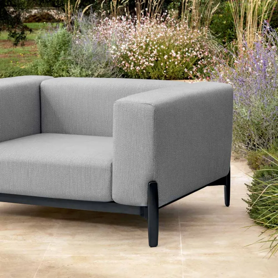Relaxing Garden Armchair in Aluminum and Fabric, Design in 3 Finishes - Filomena Viadurini