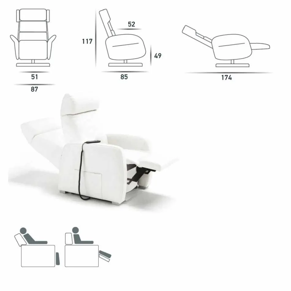 Dual motor swivel relaxing armchair Bao, modern design made in Italy Viadurini