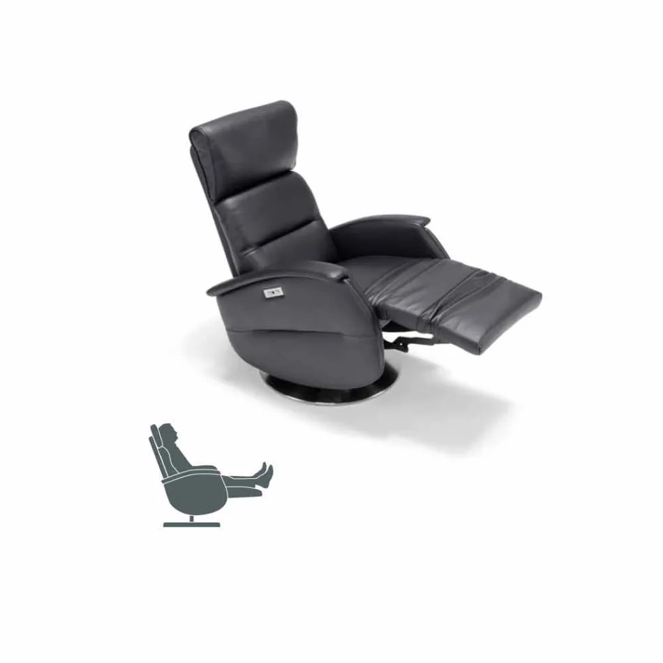 Motorized swivel relax armchair in Gemma fabric / leather / eco-leather Viadurini