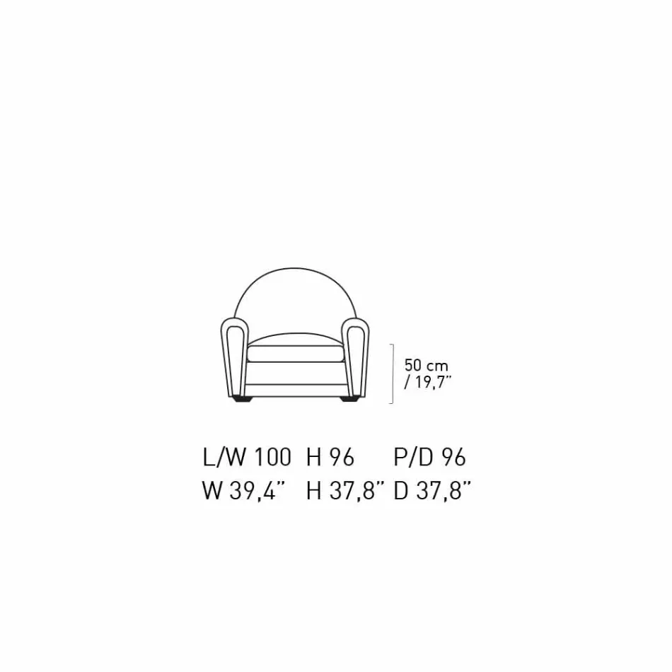 Living Room Armchair Covered in Leather with Wooden Feet Made in Italy - Pegolo Viadurini