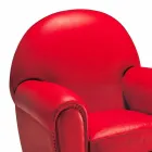 Living Room Armchair Covered in Leather with Wooden Feet Made in Italy - Pegolo Viadurini