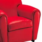 Living Room Armchair Covered in Leather with Wooden Feet Made in Italy - Pegolo Viadurini