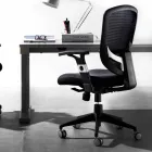 Semidirectional and Modern Operative Swivel Armchair in Black Mesh - Simona Viadurini