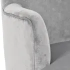 Living Room Armchair in Wood and Velvet Effect Scandinavian Design - Cinzio Viadurini