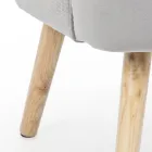 Living Room Armchair in Wood and Velvet Effect Scandinavian Design - Cinzio Viadurini