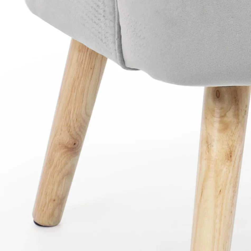 Living Room Armchair in Wood and Velvet Effect Scandinavian Design - Cinzio Viadurini