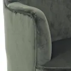 Living Room Armchair in Wood and Velvet Effect Scandinavian Design - Cinzio Viadurini