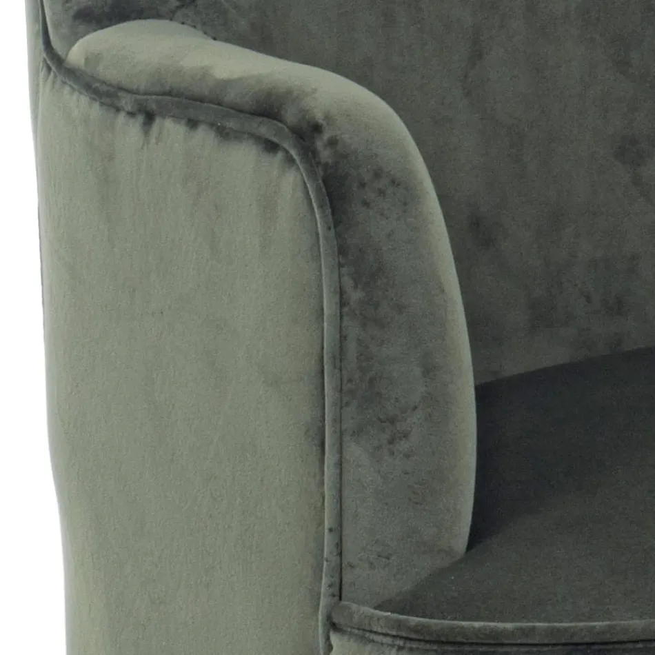 Living Room Armchair in Wood and Velvet Effect Scandinavian Design - Cinzio Viadurini