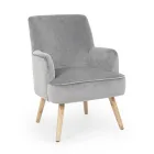 Living Room Armchair in Wood and Velvet Effect Scandinavian Design - Cinzio Viadurini