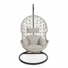 Suspended Outdoor Armchair in Woven Rope with Steel Base - Soy Viadurini