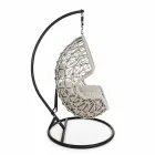 Suspended Outdoor Armchair in Woven Rope with Steel Base - Soy Viadurini