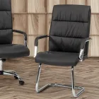 Sled Office Chair Steel and Eco-leather with Armrests 2 Pcs - Monaldo Viadurini