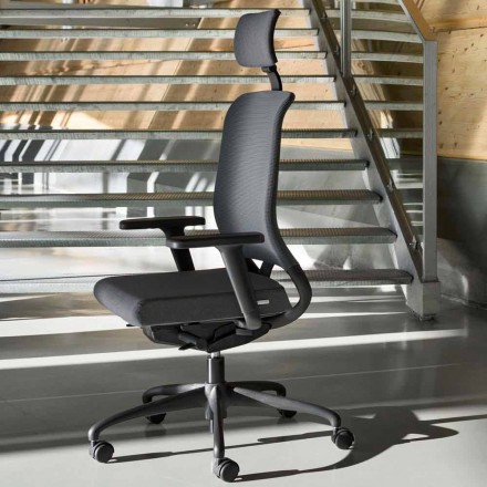 Ecological Swivel Ergonomic Design Office Armchair with Headrest - Meliva Viadurini