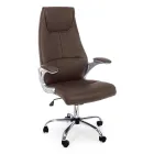 Ergonomic Office Chair Steel and Black or Brown Leatherette - Matilda Viadurini