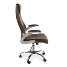 Ergonomic Office Chair Steel and Black or Brown Leatherette - Matilda Viadurini
