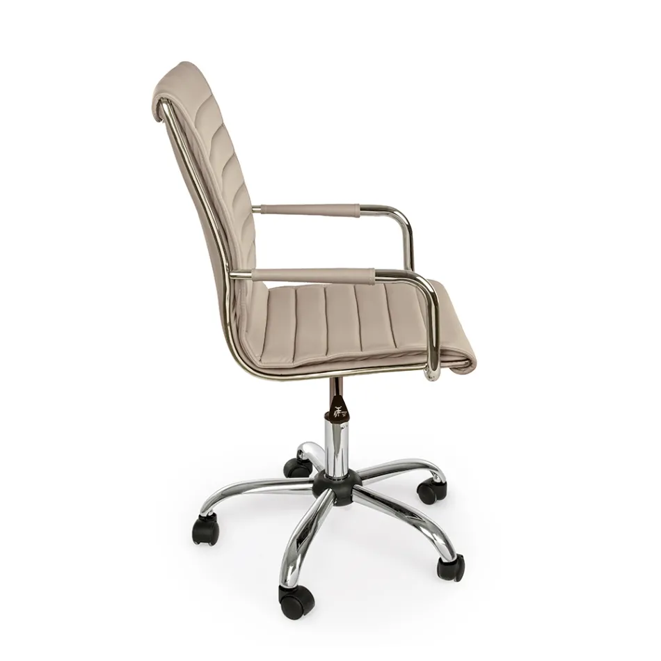 Ergonomic Office Armchair with Steel and Imitation Leather Armrests - Mantica Viadurini