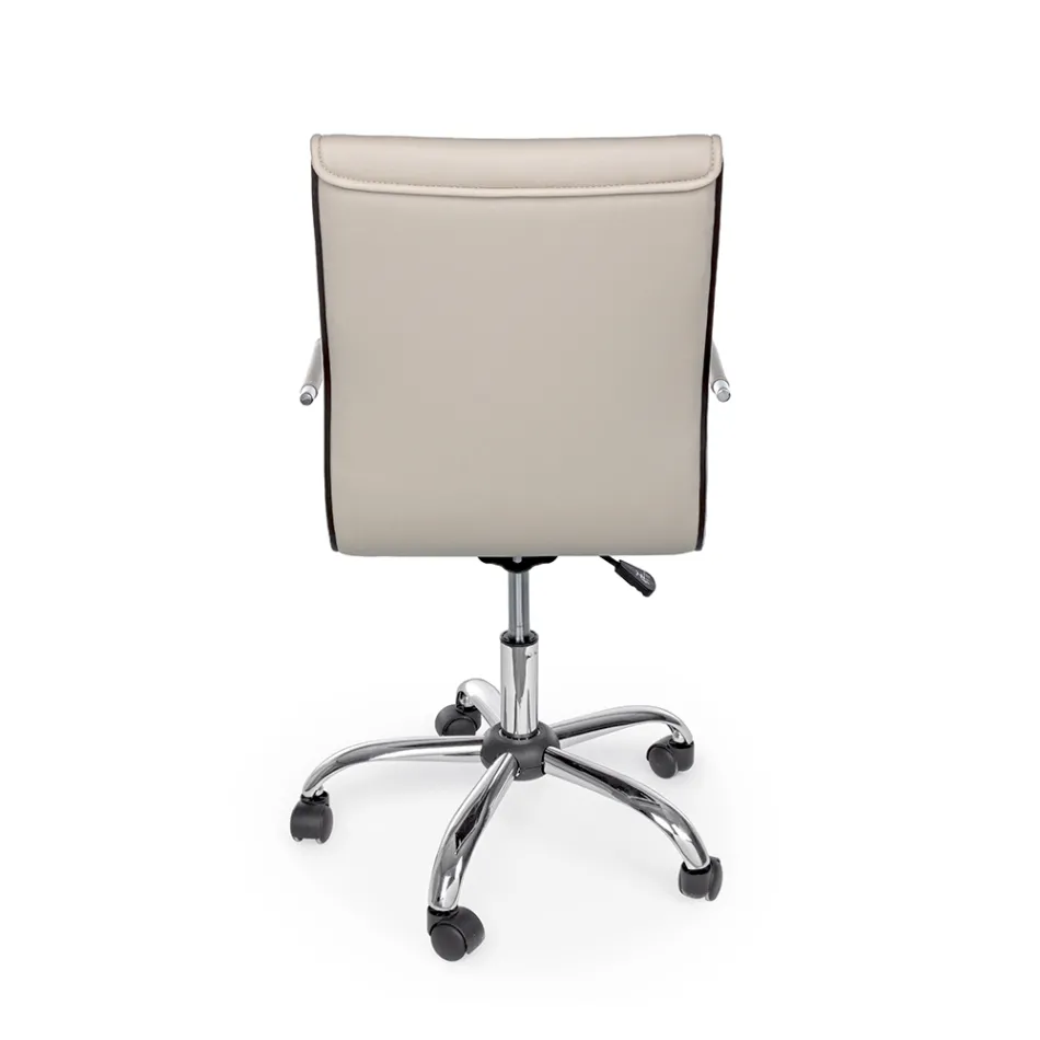 Ergonomic Office Armchair with Steel and Imitation Leather Armrests - Mantica Viadurini