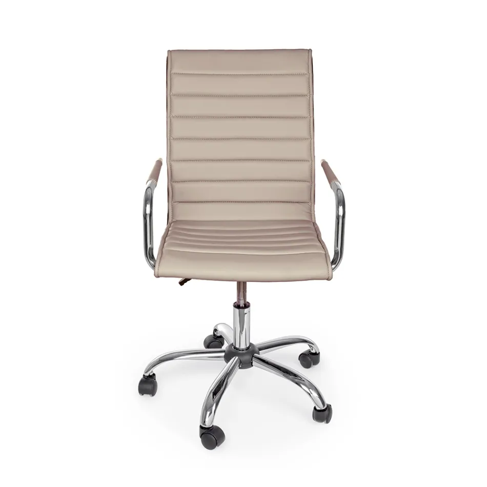 Ergonomic Office Armchair with Steel and Imitation Leather Armrests - Mantica Viadurini