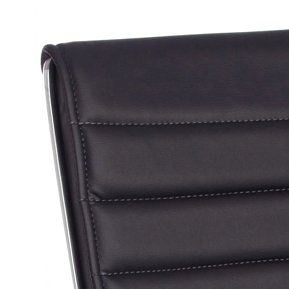 Ergonomic Office Armchair with Steel and Imitation Leather Armrests - Mantica Viadurini