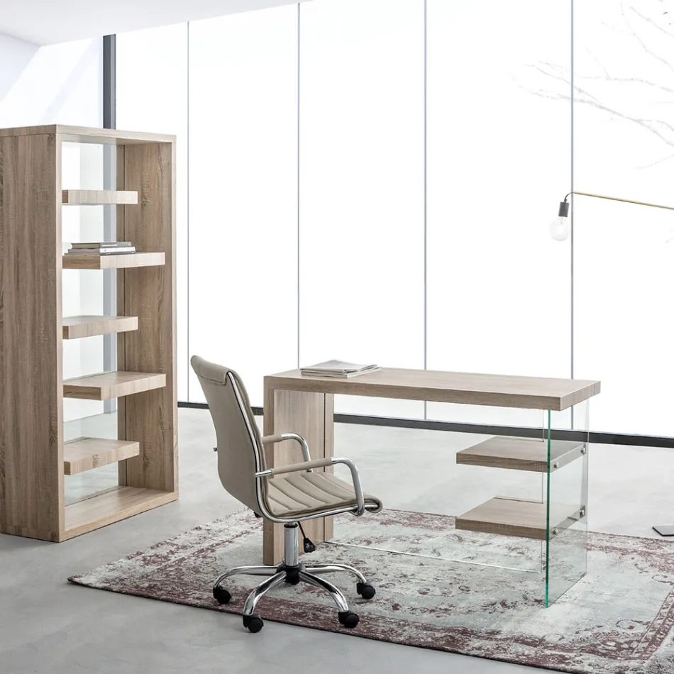 Ergonomic Office Armchair with Steel and Imitation Leather Armrests - Mantica Viadurini