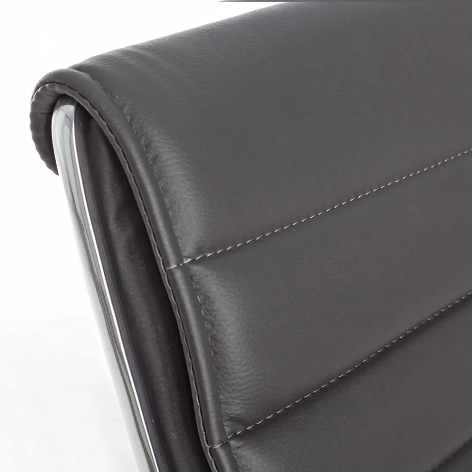 Ergonomic Office Armchair with Steel and Imitation Leather Armrests - Mantica Viadurini