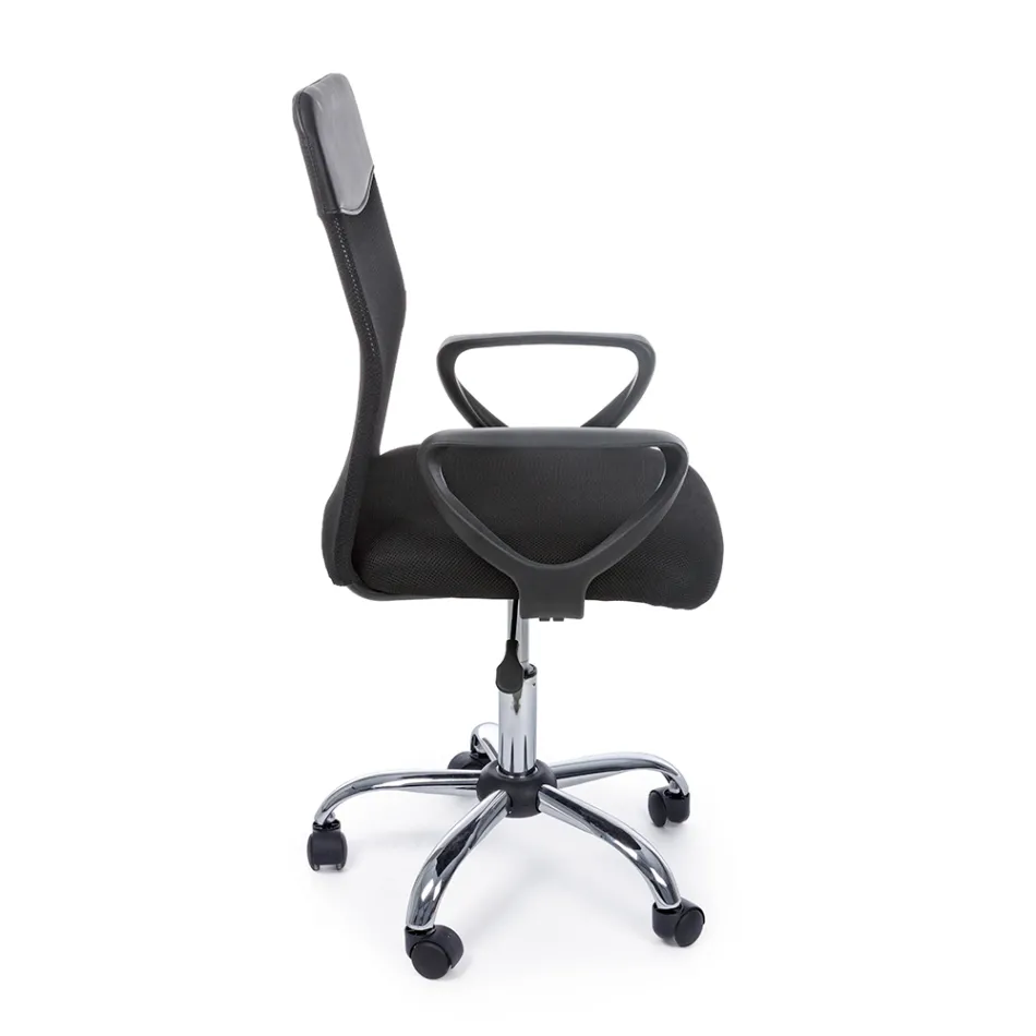 Swivel Office Chair Steel and Polyester Mesh with Armrests - Amuni Viadurini