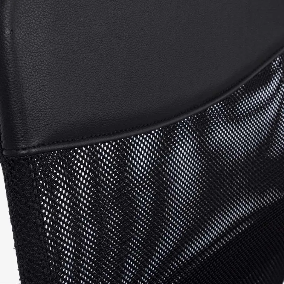 Swivel Office Chair Steel and Polyester Mesh with Armrests - Amuni Viadurini