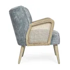 Vintage Wooden Armchair with Rattan and Polyester Armrests - Ludovica Viadurini