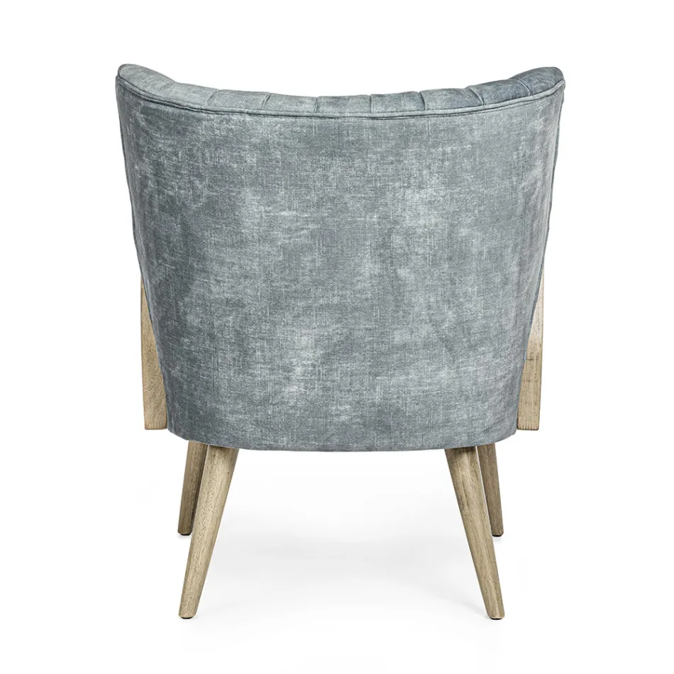 Vintage Wooden Armchair with Rattan and Polyester Armrests - Ludovica Viadurini