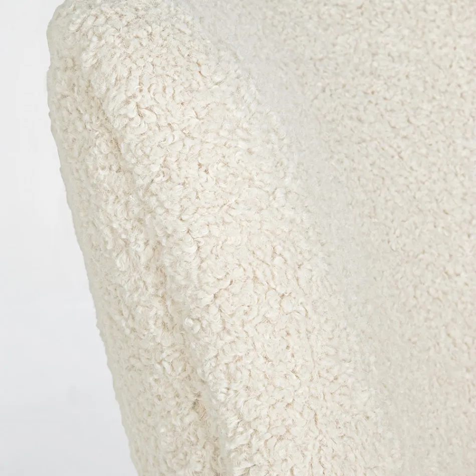 VIntage Armchair in Rubberwood and Wool Effect Seat and Armrests - Patrizia Viadurini