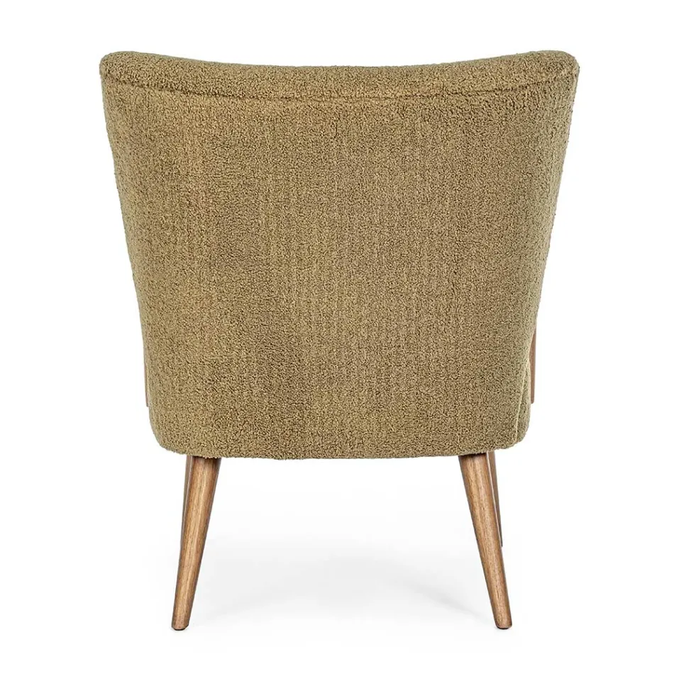 VIntage Armchair in Rubberwood and Wool Effect Seat and Armrests - Patrizia Viadurini