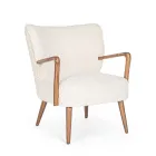 VIntage Armchair in Rubberwood and Wool Effect Seat and Armrests - Patrizia Viadurini
