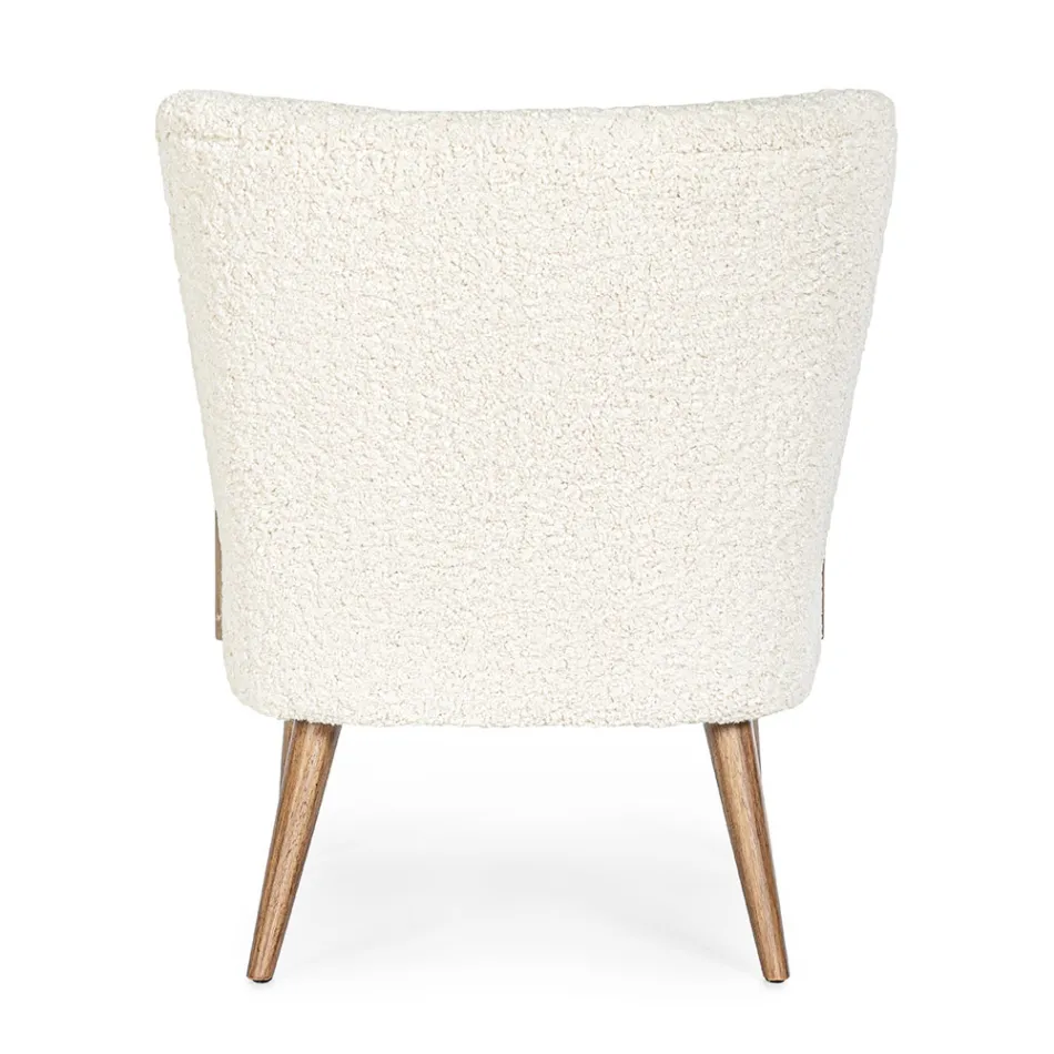 VIntage Armchair in Rubberwood and Wool Effect Seat and Armrests - Patrizia Viadurini