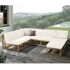 Outdoor Corner Chair in Natural Teak and Cushions - Circe Viadurini