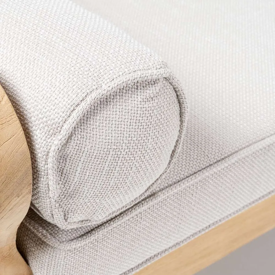 Outdoor Corner Chair in Natural Teak and Cushions - Circe Viadurini