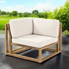 Outdoor Corner Armchair in Natural Teak and Cushions - Circe Viadurini
