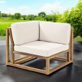 Outdoor Corner Armchair in Natural Teak and Cushions - Circe