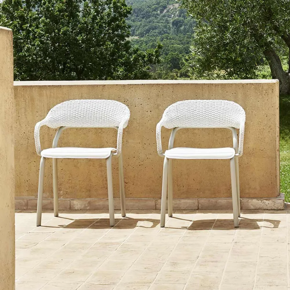 Outdoor Armchair with Seat Cushion Made in Italy - Noss by Varaschin Viadurini