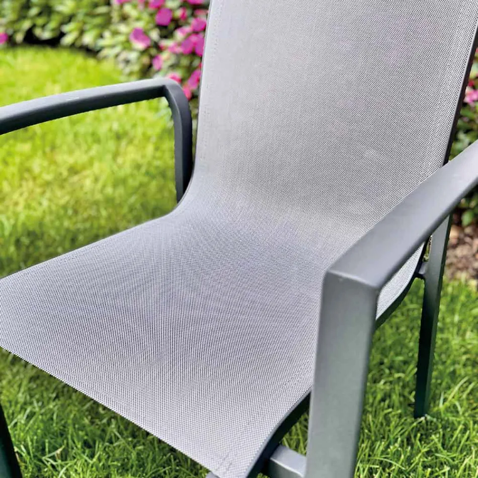 Stackable Outdoor Chair in Aluminum and Textilene - Mira Viadurini