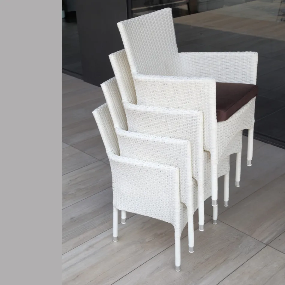 Stackable Outdoor Chair in Wicker Covered Aluminum - Bruma Viadurini