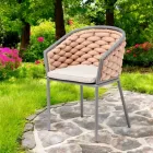 Outdoor armchair in aluminum and hand-woven Olefil fabric - Reda Viadurini