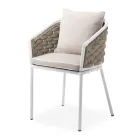 Outdoor armchair in aluminum and hand-woven Olefil fabric - Reda Viadurini