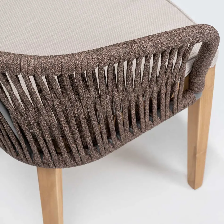 Outdoor Chair in Teak and Polyethylene Weave with Cushion - Jhon Viadurini