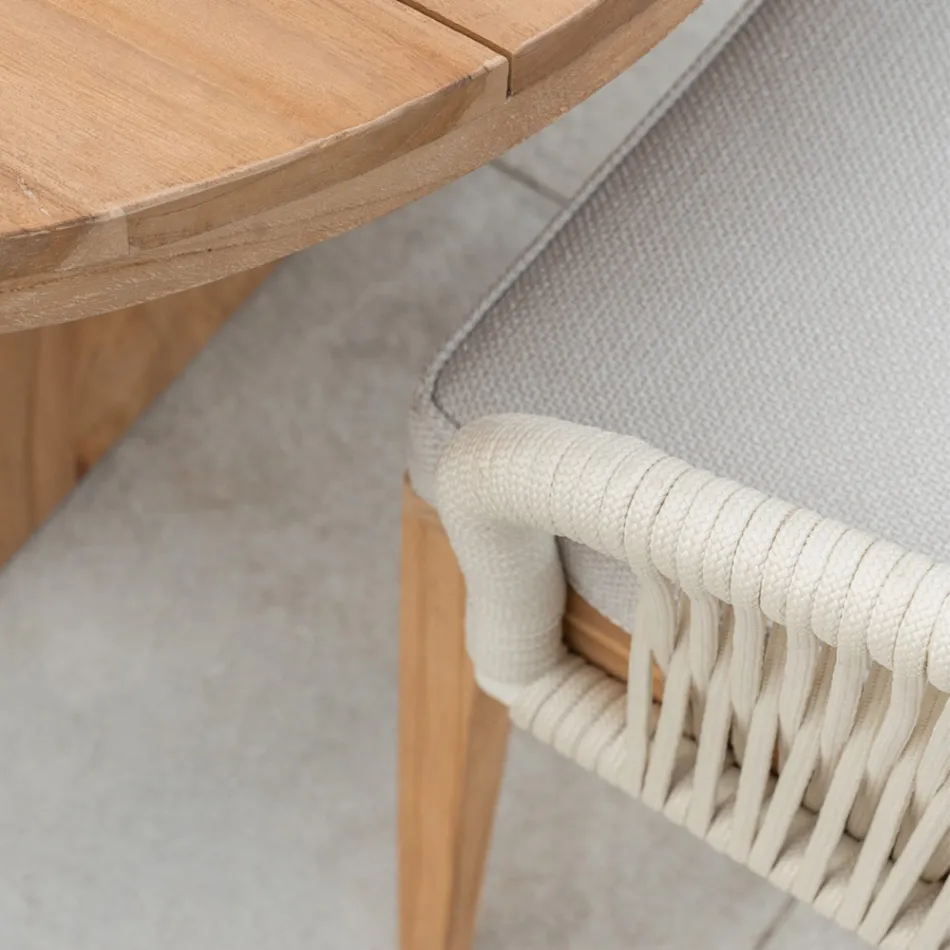 Outdoor Armchair in Teak and Polyethylene Weaving - Jhon Viadurini