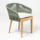 Outdoor Chair in Teak and Polyethylene Weave with Cushion - Jhon Viadurini