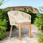 Outdoor Armchair in Teak and Polyethylene Weaving - Jhon Viadurini