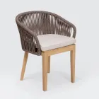 Outdoor Chair in Teak and Polyethylene Weave with Cushion - Jhon Viadurini