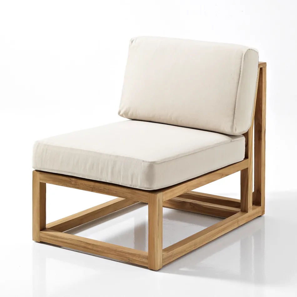 Natural Teak Outdoor Armchair and Cushions - Circe Viadurini