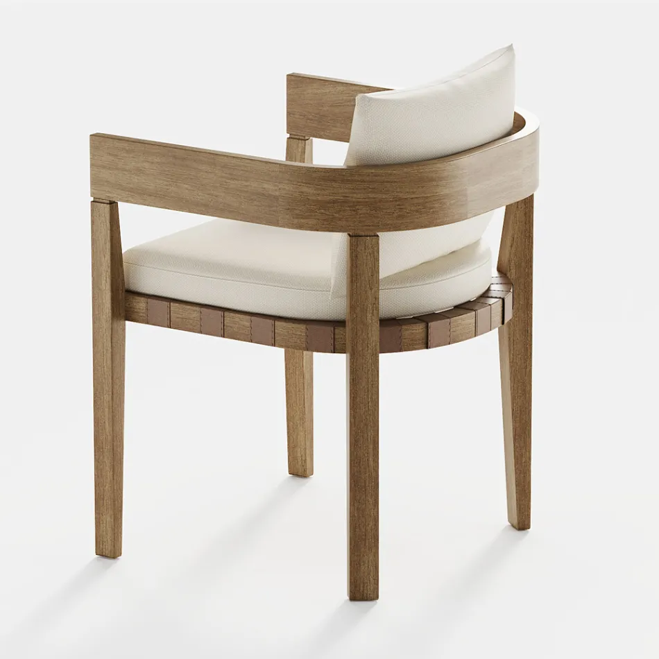 Outdoor Armchair in Fabric and Wooden Frame Made in Italy - Briga Viadurini