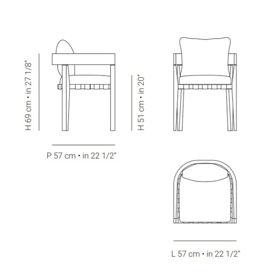 Outdoor Armchair in Fabric and Wooden Frame Made in Italy - Briga Viadurini